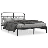 Cadre de lit métal sans matelas avec tête de lit noir 140x190cm