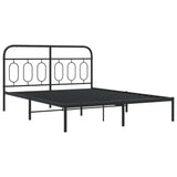 Cadre de lit métal sans matelas avec tête de lit noir 140x190cm