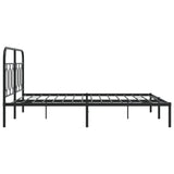 Cadre de lit métal sans matelas avec tête de lit noir 140x190cm