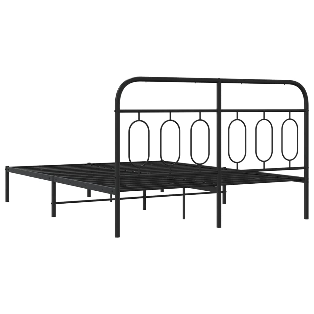 Cadre de lit métal sans matelas avec tête de lit noir 140x190cm