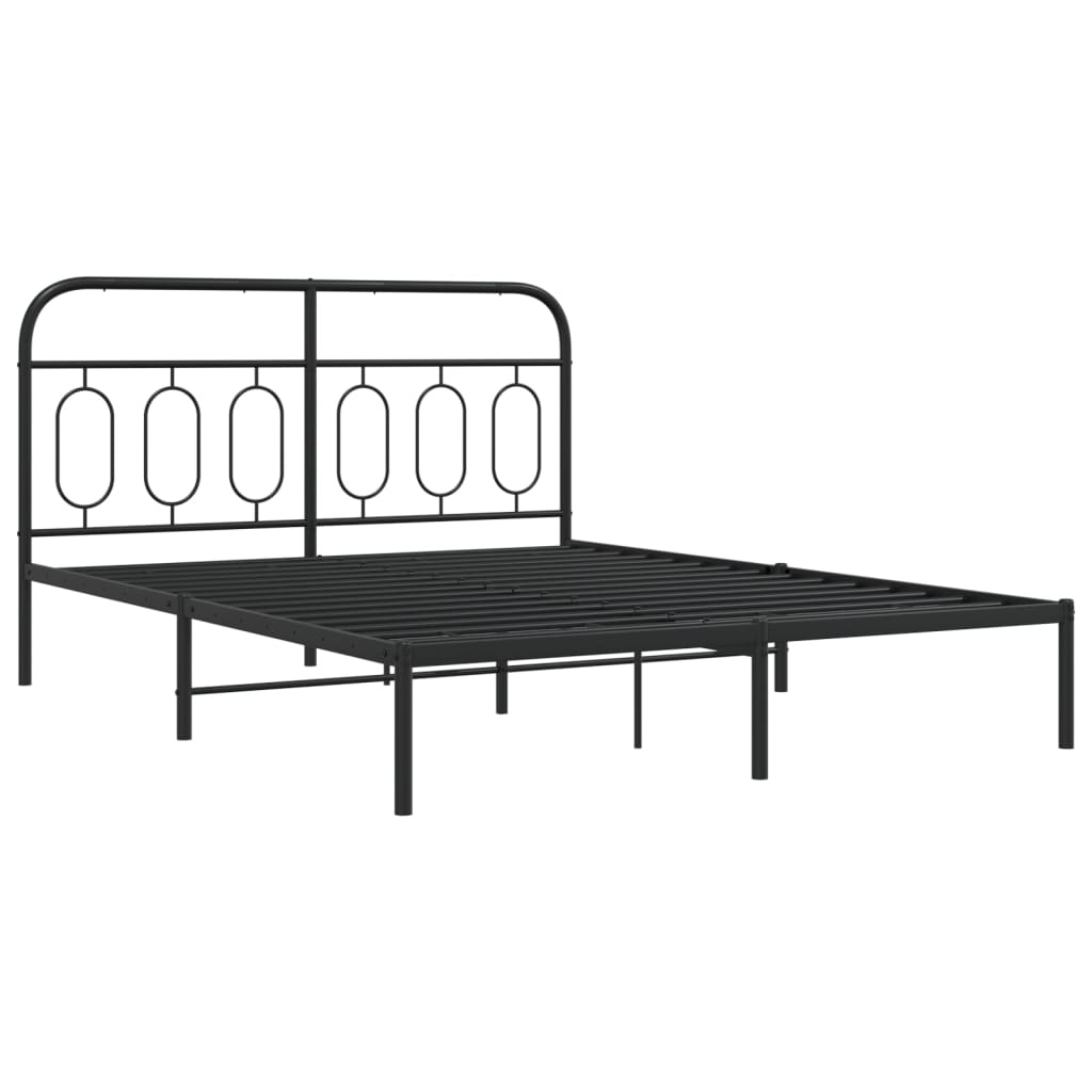 Cadre de lit métal sans matelas avec tête de lit noir 140x200cm