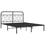 Cadre de lit métal sans matelas avec tête de lit noir 140x200cm