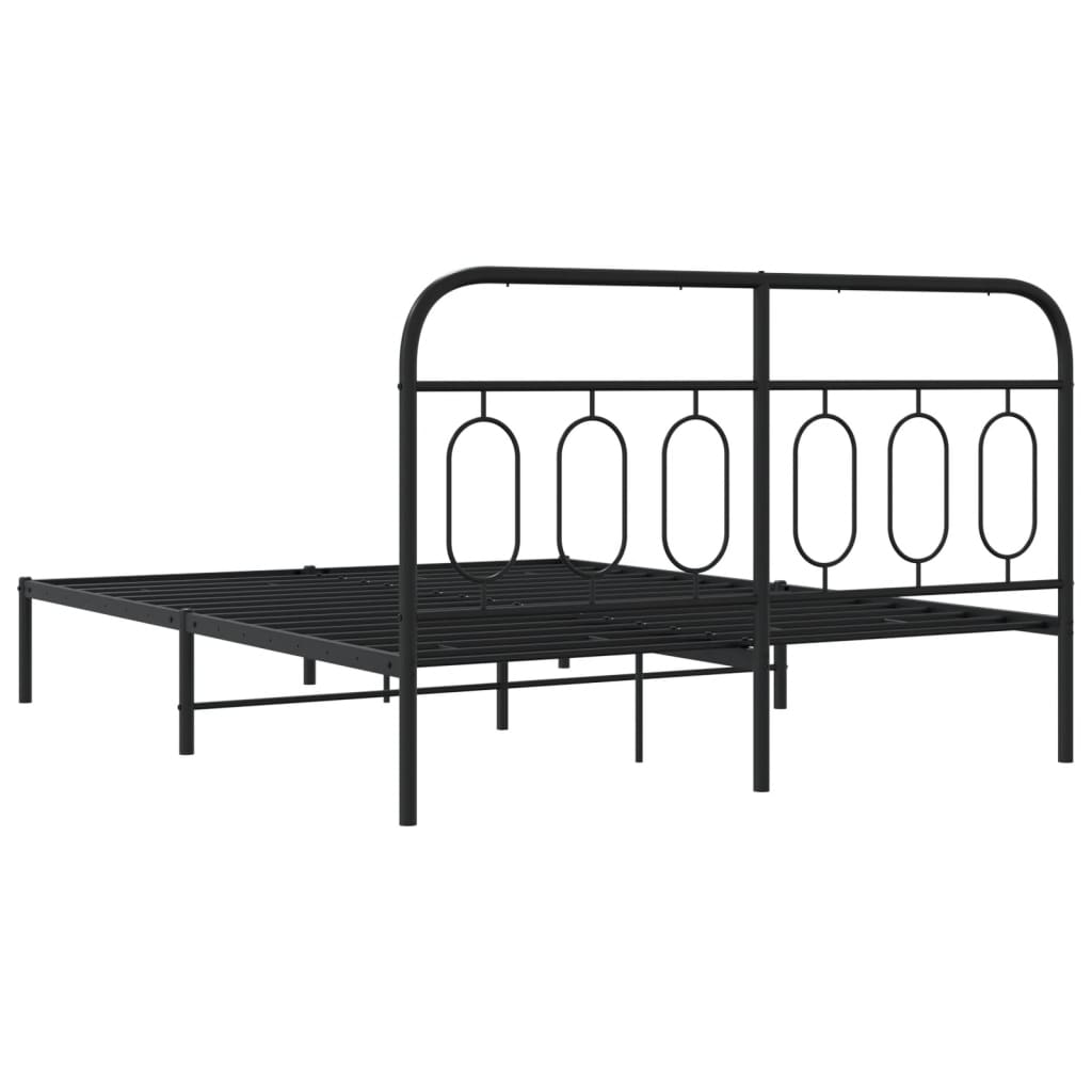 Cadre de lit métal sans matelas avec tête de lit noir 140x200cm