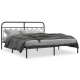 Cadre de lit métal sans matelas avec tête de lit noir 183x213cm