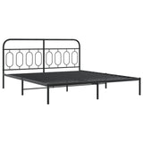 Cadre de lit métal sans matelas avec tête de lit noir 183x213cm