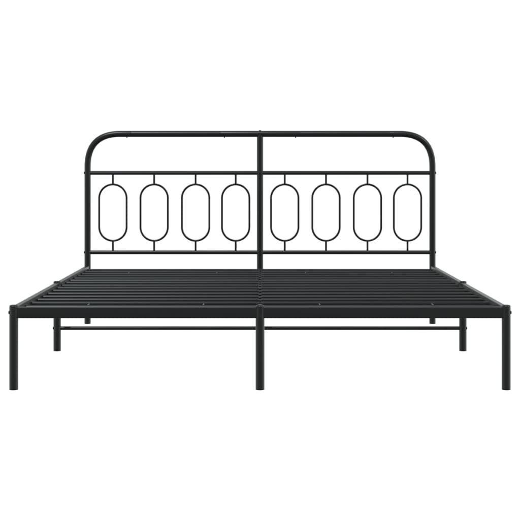 Cadre de lit métal sans matelas avec tête de lit noir 183x213cm