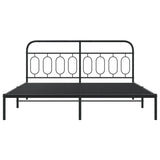 Cadre de lit métal sans matelas avec tête de lit noir 183x213cm