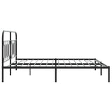 Cadre de lit métal sans matelas avec tête de lit noir 183x213cm