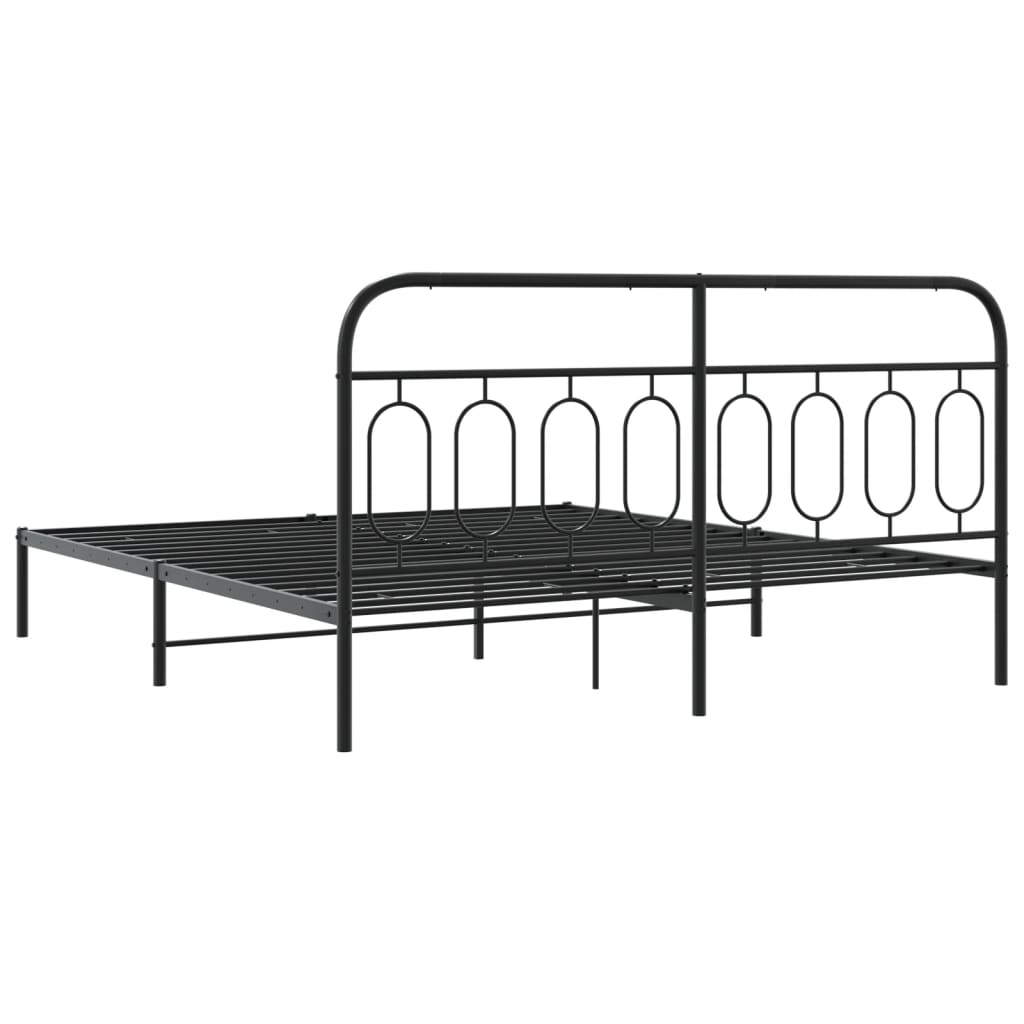 Cadre de lit métal sans matelas avec tête de lit noir 183x213cm