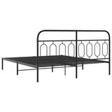 Cadre de lit métal sans matelas avec tête de lit noir 183x213cm