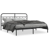 Cadre de lit métal sans matelas avec tête de lit noir 193x203cm