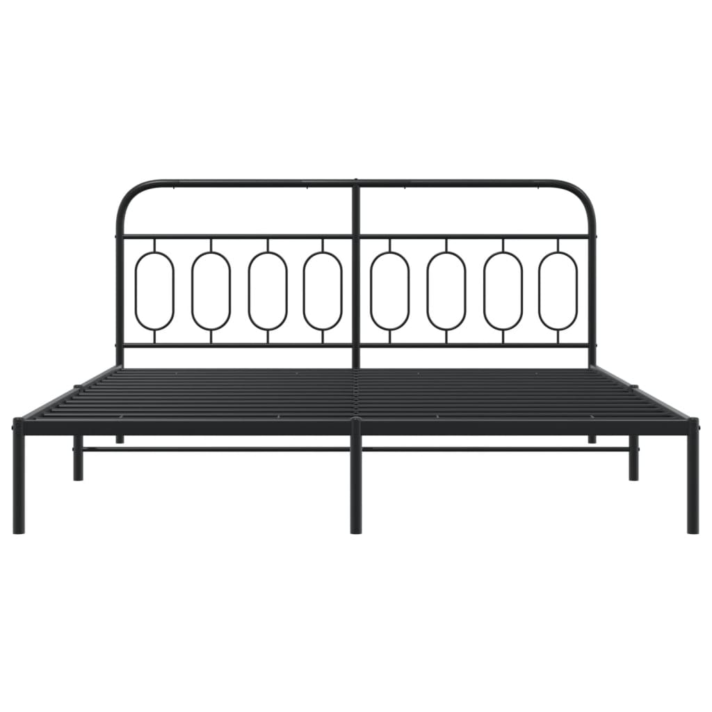 Cadre de lit métal sans matelas avec tête de lit noir 193x203cm