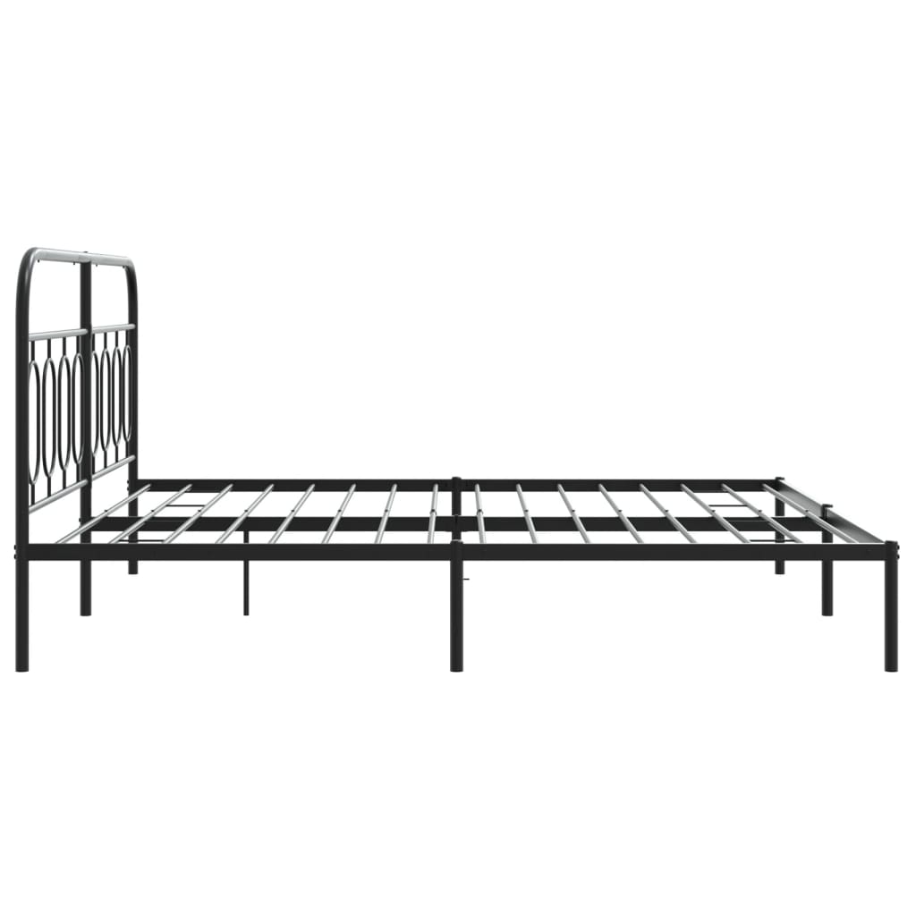 Cadre de lit métal sans matelas avec tête de lit noir 193x203cm