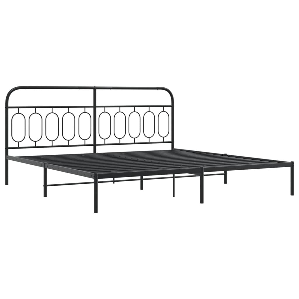 Cadre de lit métal sans matelas avec tête de lit noir 200x200cm