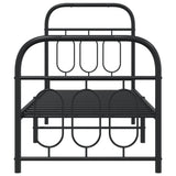 Cadre de lit métal sans matelas avec pied de lit noir 75x190 cm