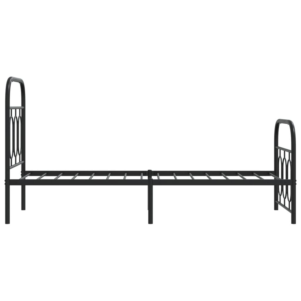 Cadre de lit métal sans matelas avec pied de lit noir 75x190 cm