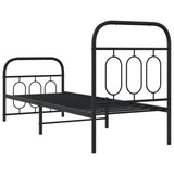 Cadre de lit métal sans matelas avec pied de lit noir 75x190 cm