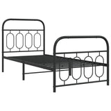 Cadre de lit métal sans matelas avec pied de lit noir 80x200 cm