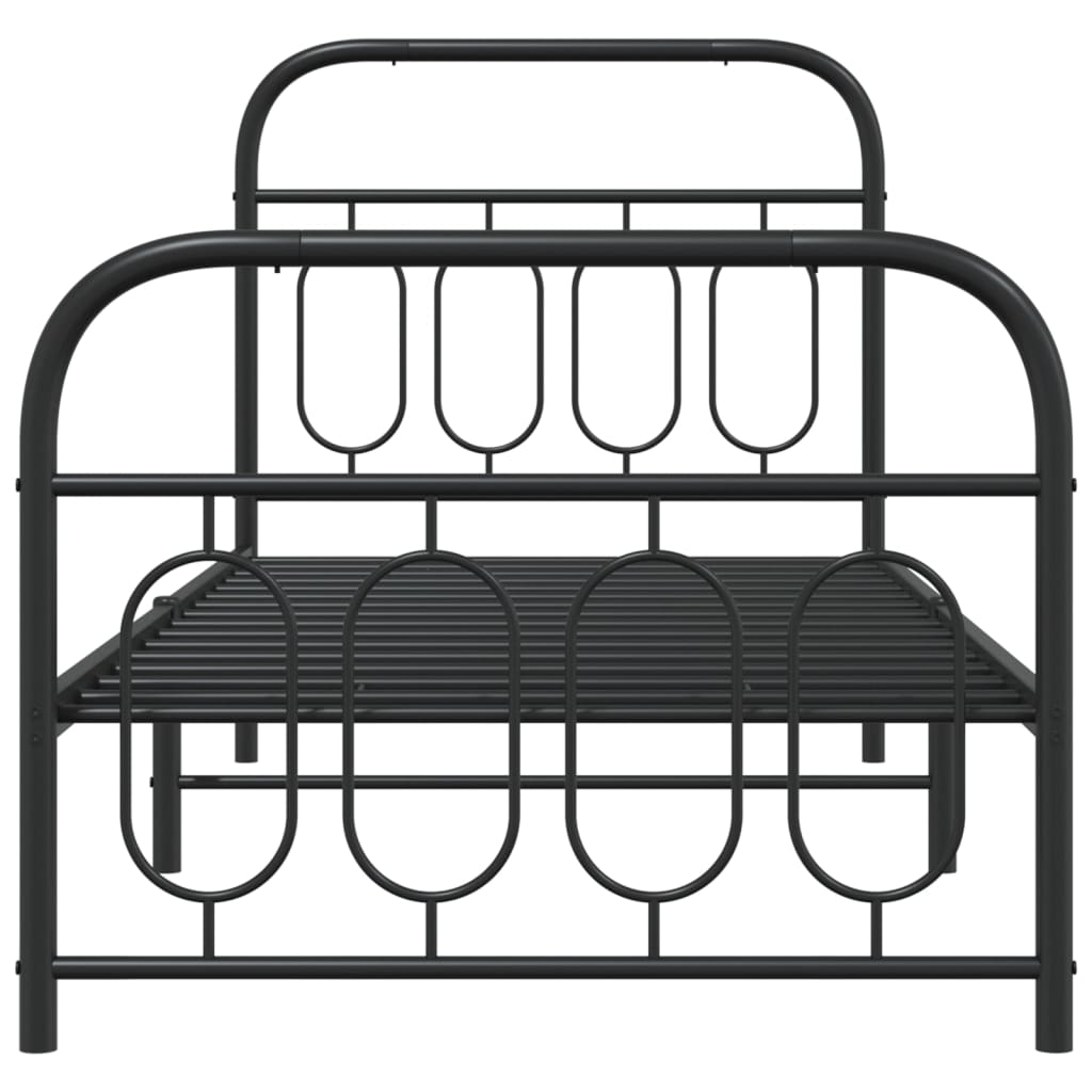 Cadre de lit métal sans matelas avec pied de lit noir 80x200 cm