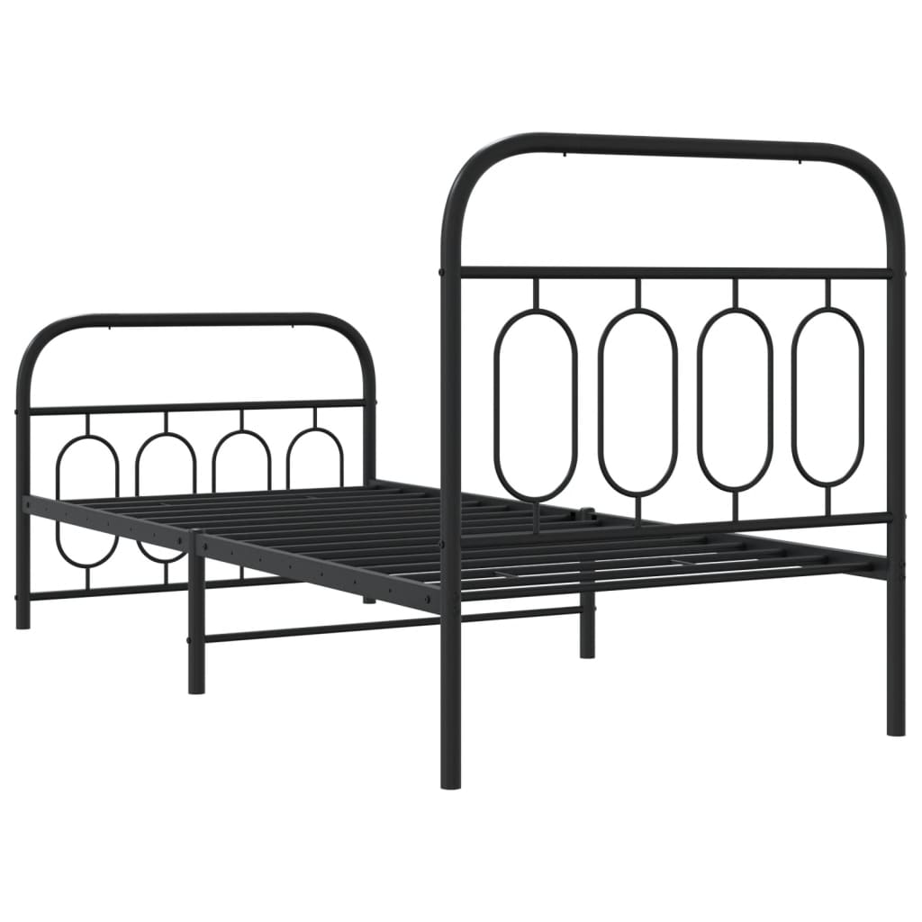 Cadre de lit métal sans matelas avec pied de lit noir 80x200 cm