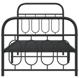 Cadre de lit métal sans matelas avec pied de lit noir 90x190 cm