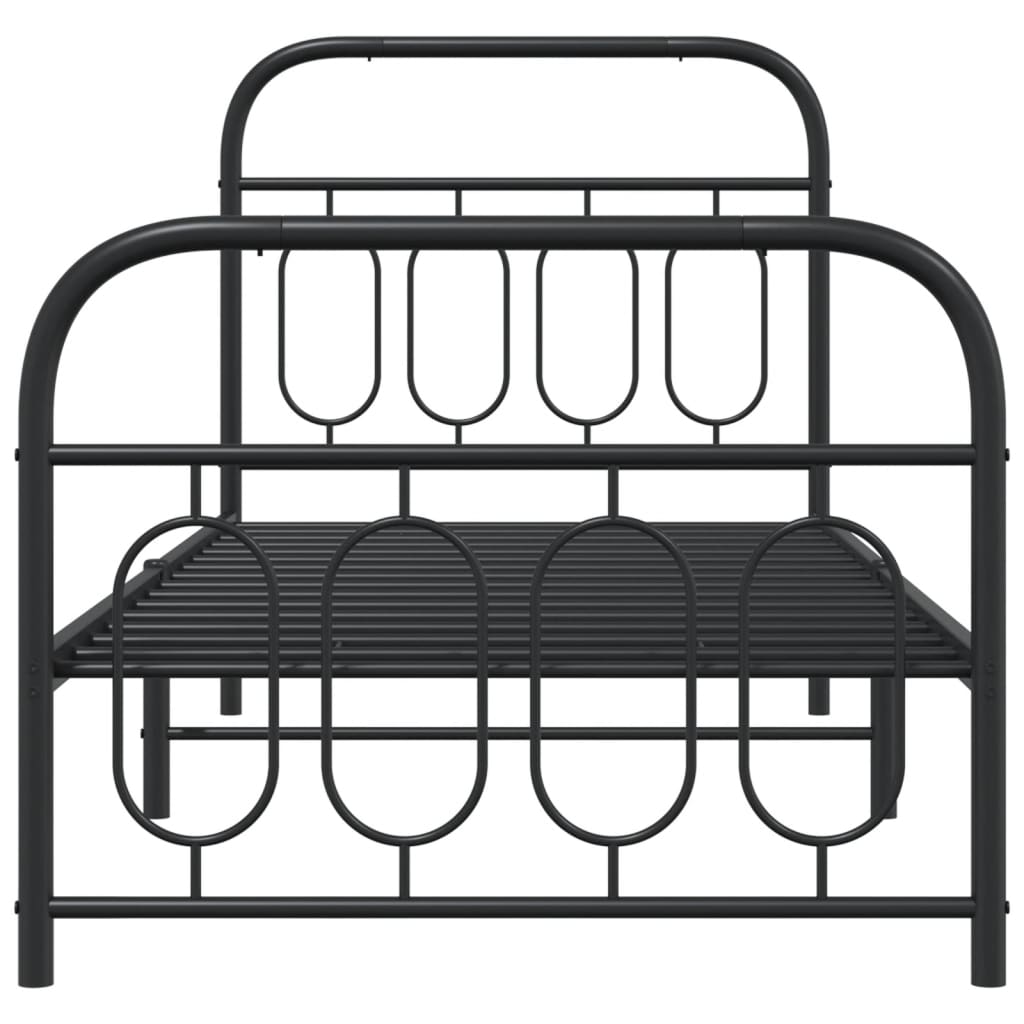 Cadre de lit métal sans matelas avec pied de lit noir 90x200 cm