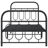 Cadre de lit métal sans matelas avec pied de lit noir 90x200 cm