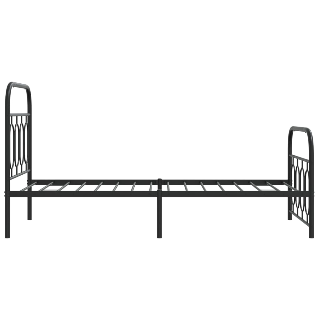 Cadre de lit métal sans matelas avec pied de lit noir 90x200 cm