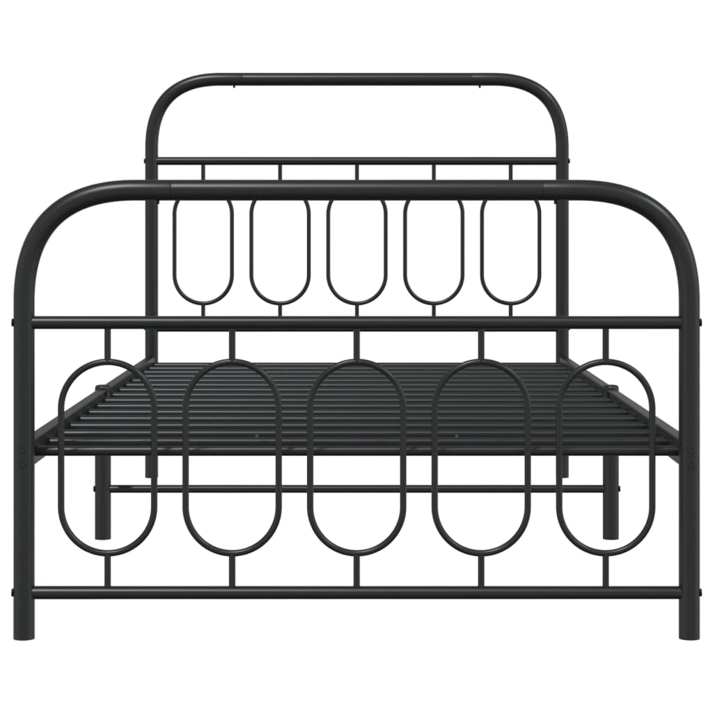 Cadre de lit métal sans matelas avec pied de lit noir 100x190cm