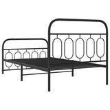 Cadre de lit métal sans matelas avec pied de lit noir 100x190cm