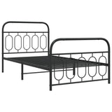 Cadre de lit métal sans matelas avec pied de lit noir 107x203cm