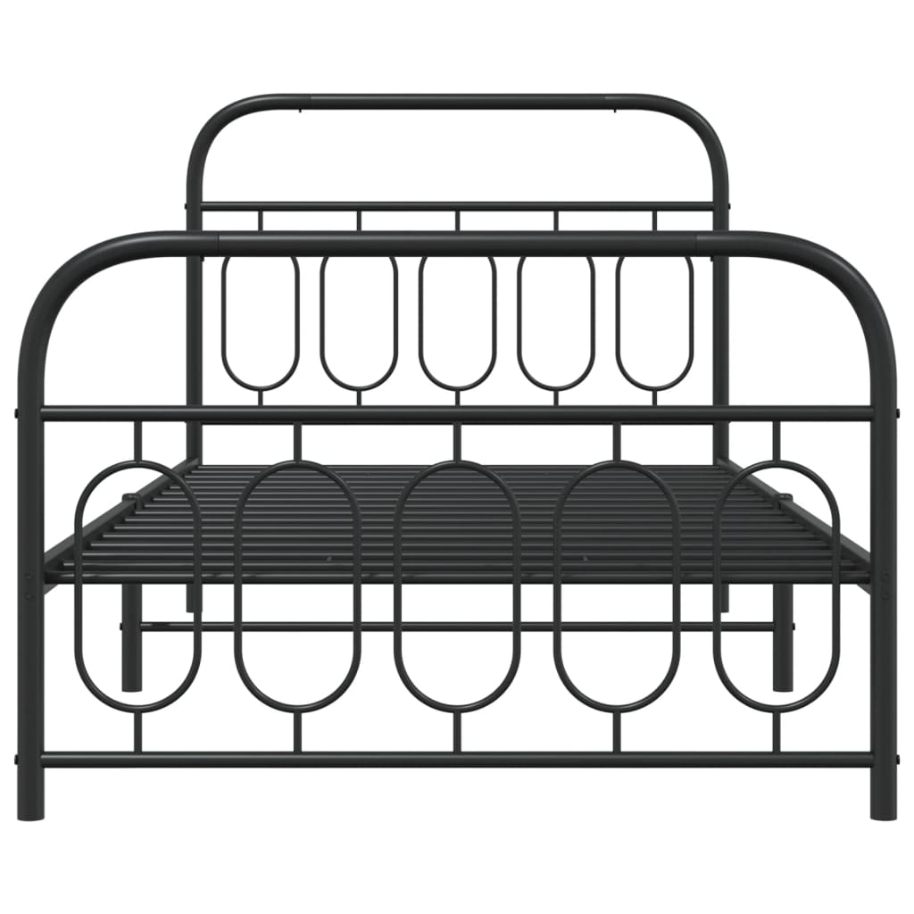 Cadre de lit métal sans matelas avec pied de lit noir 107x203cm