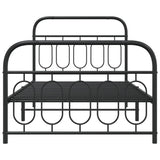 Cadre de lit métal sans matelas avec pied de lit noir 107x203cm