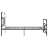 Cadre de lit métal sans matelas avec pied de lit noir 107x203cm