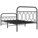 Cadre de lit métal sans matelas avec pied de lit noir 107x203cm