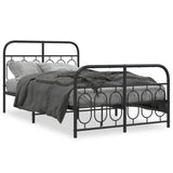 Cadre de lit métal sans matelas avec pied de lit noir 120x190cm