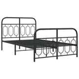 Cadre de lit métal sans matelas avec pied de lit noir 120x190cm