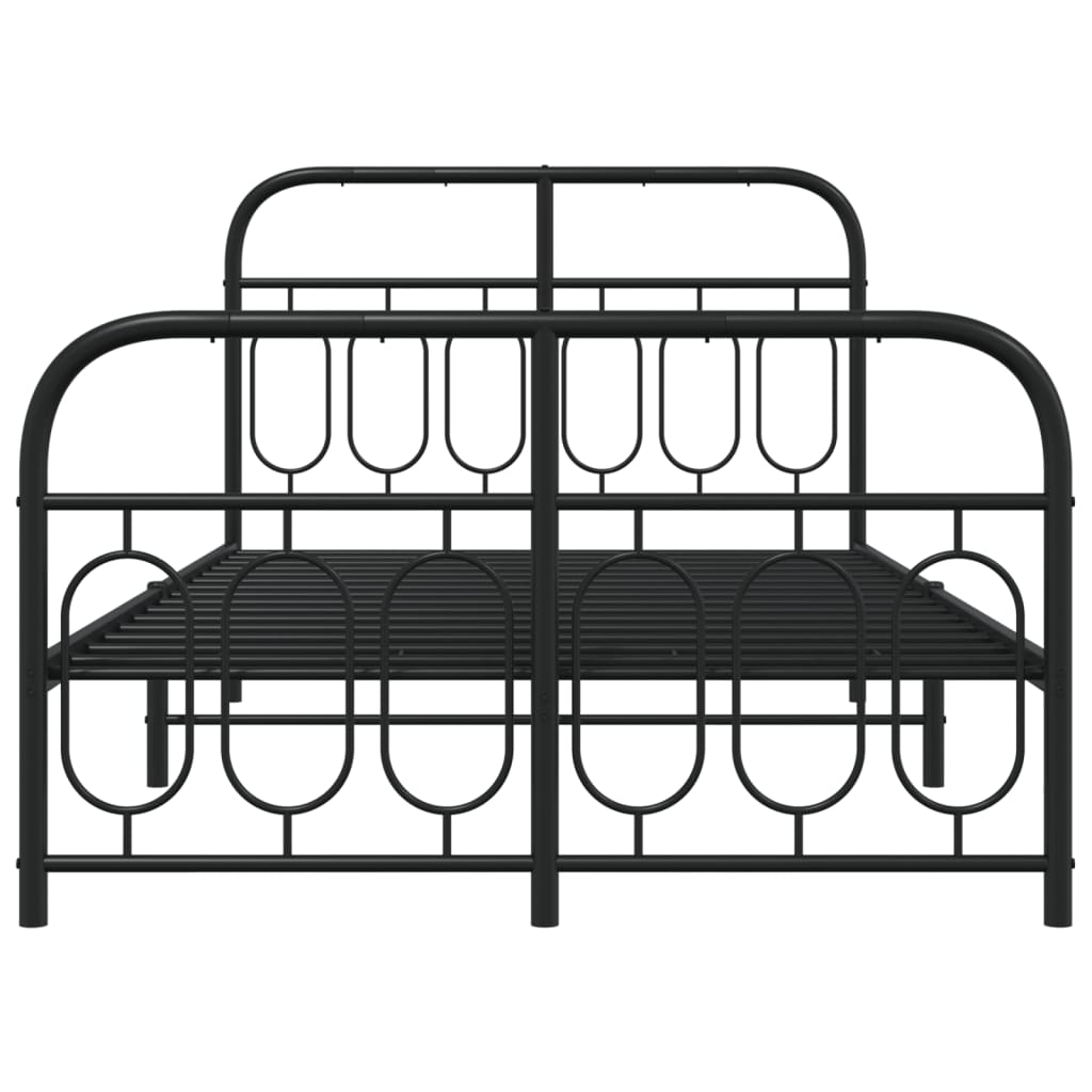 Cadre de lit métal sans matelas avec pied de lit noir 120x190cm