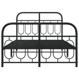 Cadre de lit métal sans matelas avec pied de lit noir 120x190cm