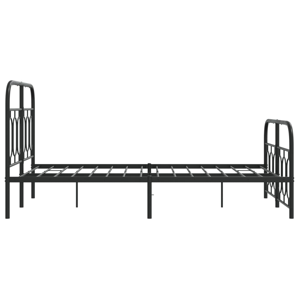 Cadre de lit métal sans matelas avec pied de lit noir 120x190cm