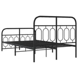 Cadre de lit métal sans matelas avec pied de lit noir 120x190cm