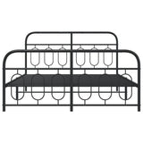 Cadre de lit métal sans matelas avec pied de lit noir 135x190cm