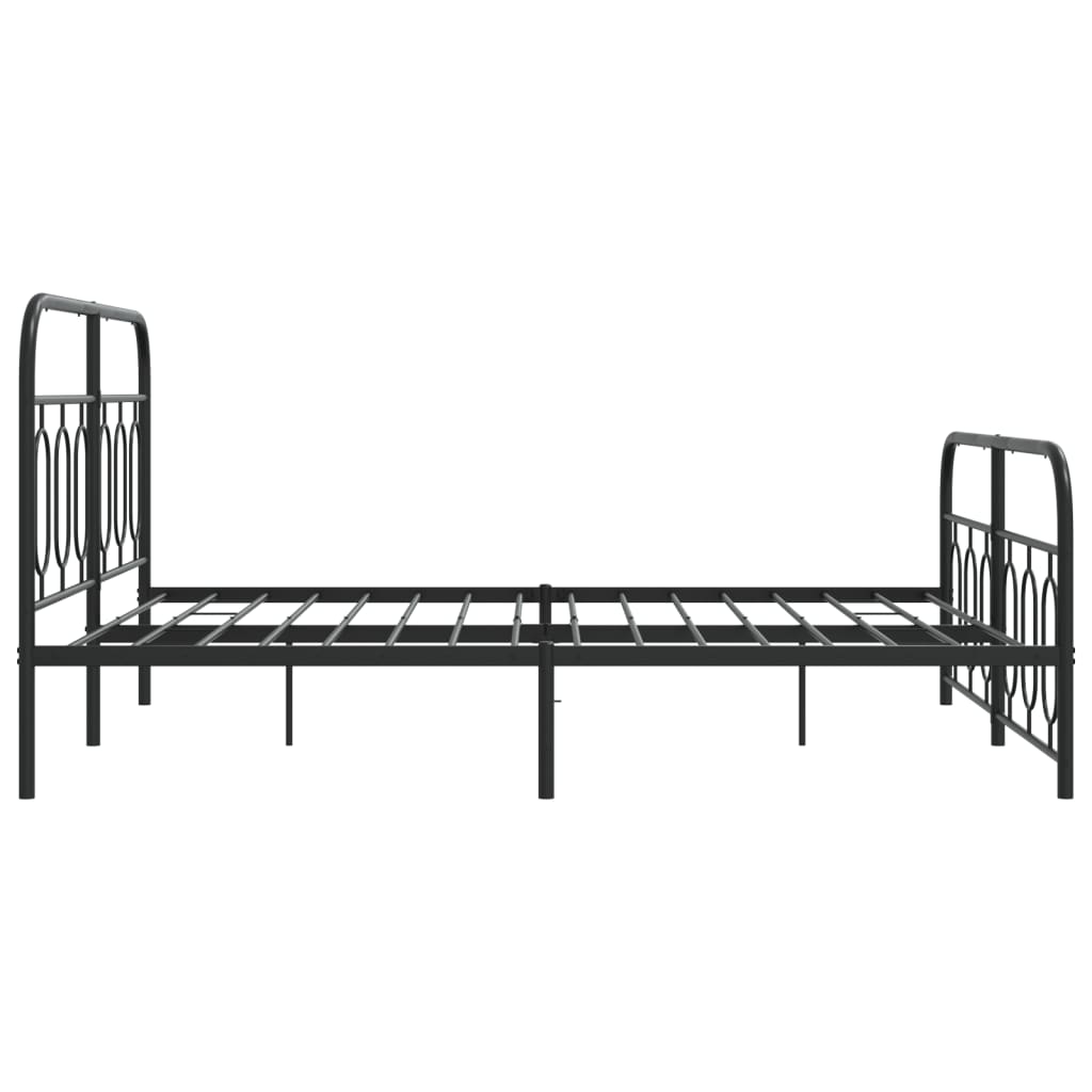 Cadre de lit métal sans matelas avec pied de lit noir 135x190cm