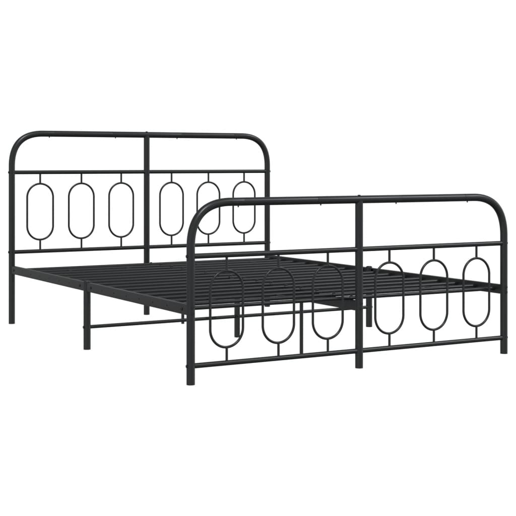 Cadre de lit métal sans matelas avec pied de lit noir 140x190cm