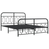 Cadre de lit métal sans matelas avec pied de lit noir 140x190cm