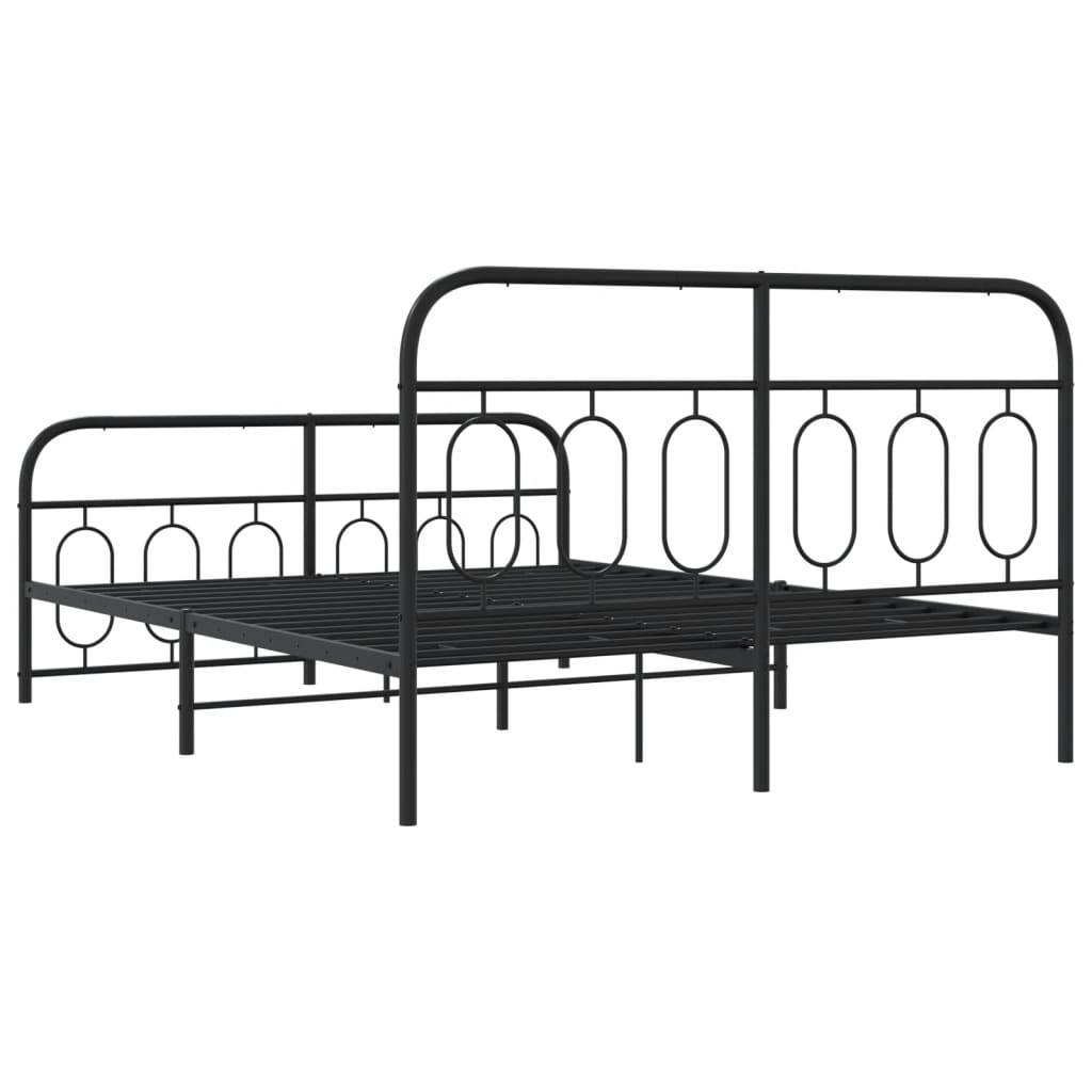 Cadre de lit métal sans matelas avec pied de lit noir 140x190cm