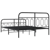 Cadre de lit métal sans matelas avec pied de lit noir 140x190cm