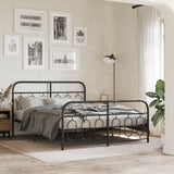 Cadre de lit métal sans matelas avec pied de lit noir 140x190cm