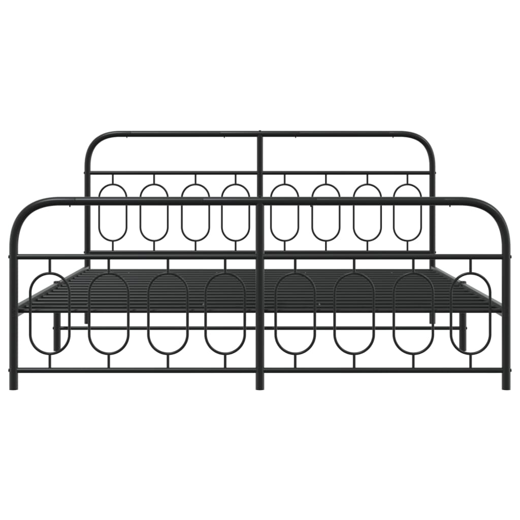 Cadre de lit métal sans matelas avec pied de lit noir 183x213cm