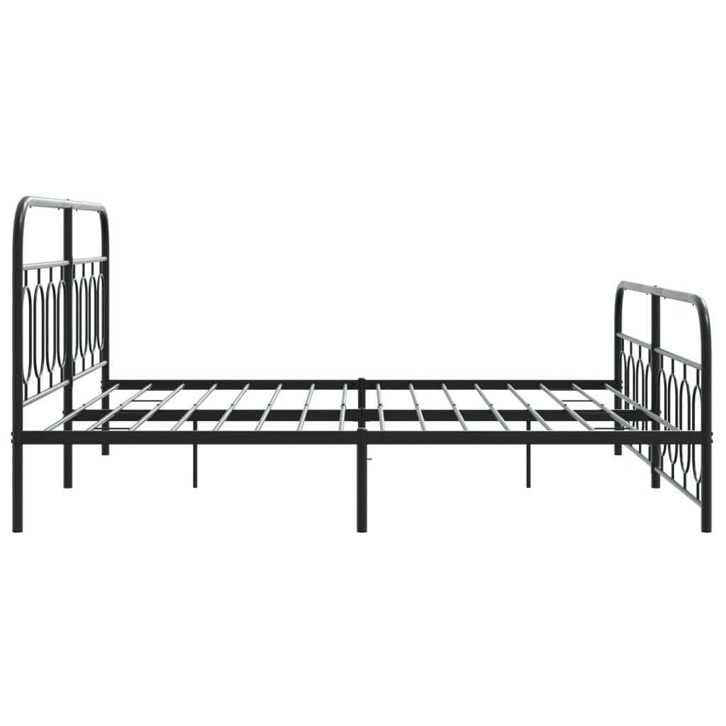 Cadre de lit métal sans matelas avec pied de lit noir 183x213cm